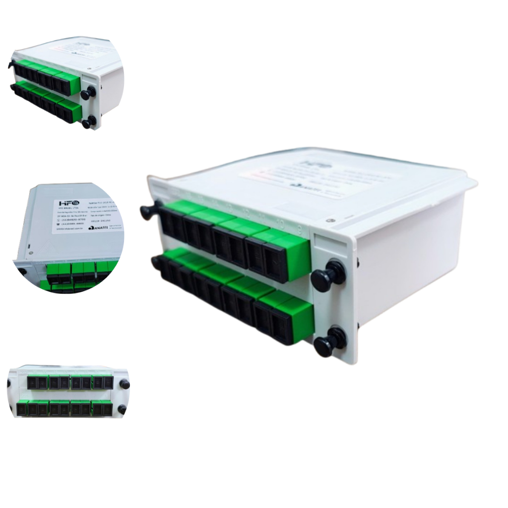 Splitter Óptico PLC 1×16 SC APC em Caixa Met