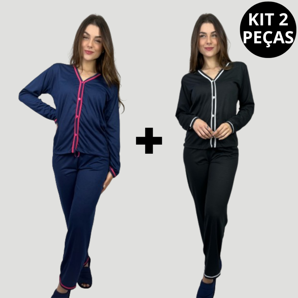 KIT 2 Peças Pijama Longo Americano Blogueirinha F