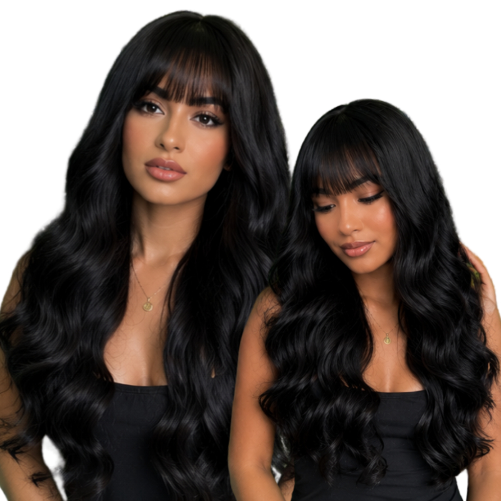 Peruca Ondulada Cabelo Longo C Franja Orgânico Wi