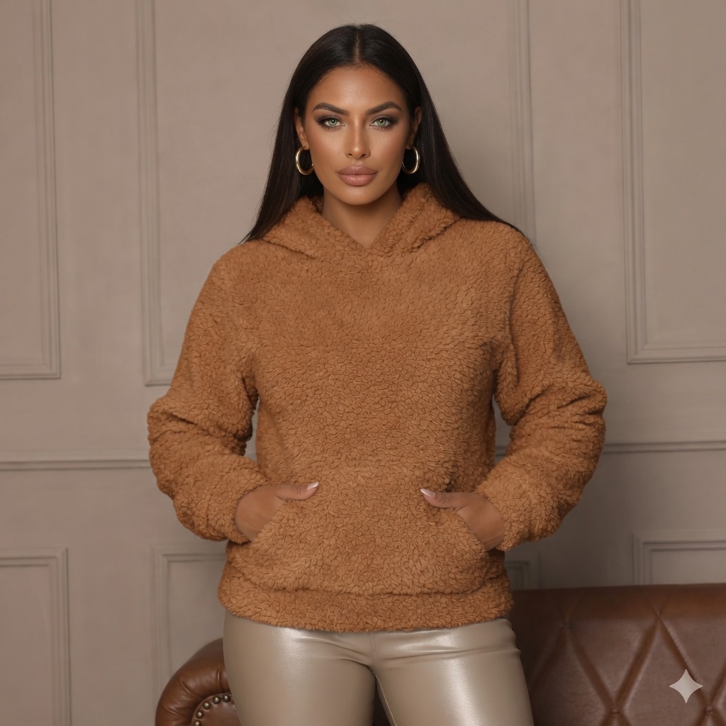 Casaco Sherpa Teddy Feminino De Pelinho Quente Com