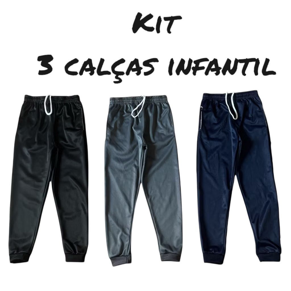 Kit 3 calça infantil juvenil forrada confortavél