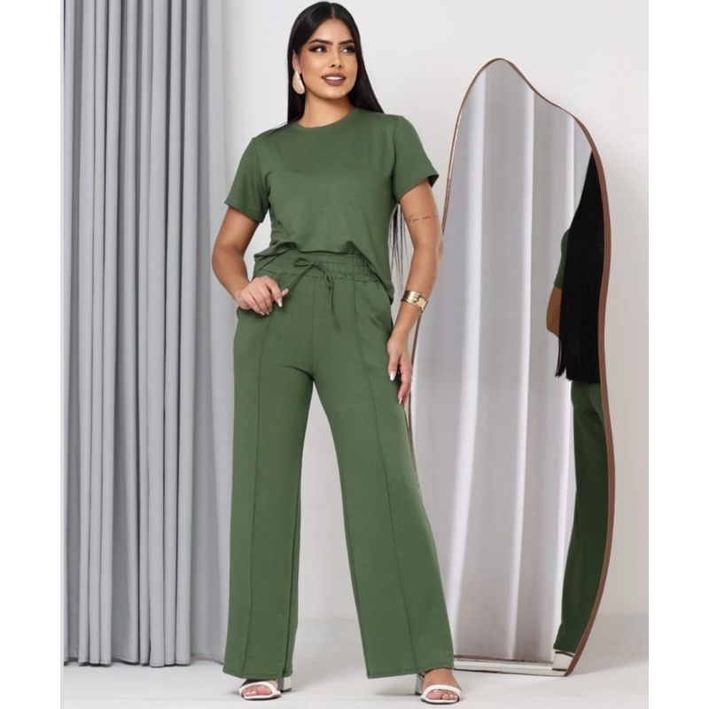 Conjunto moletinho feminino inverno outono moda ma