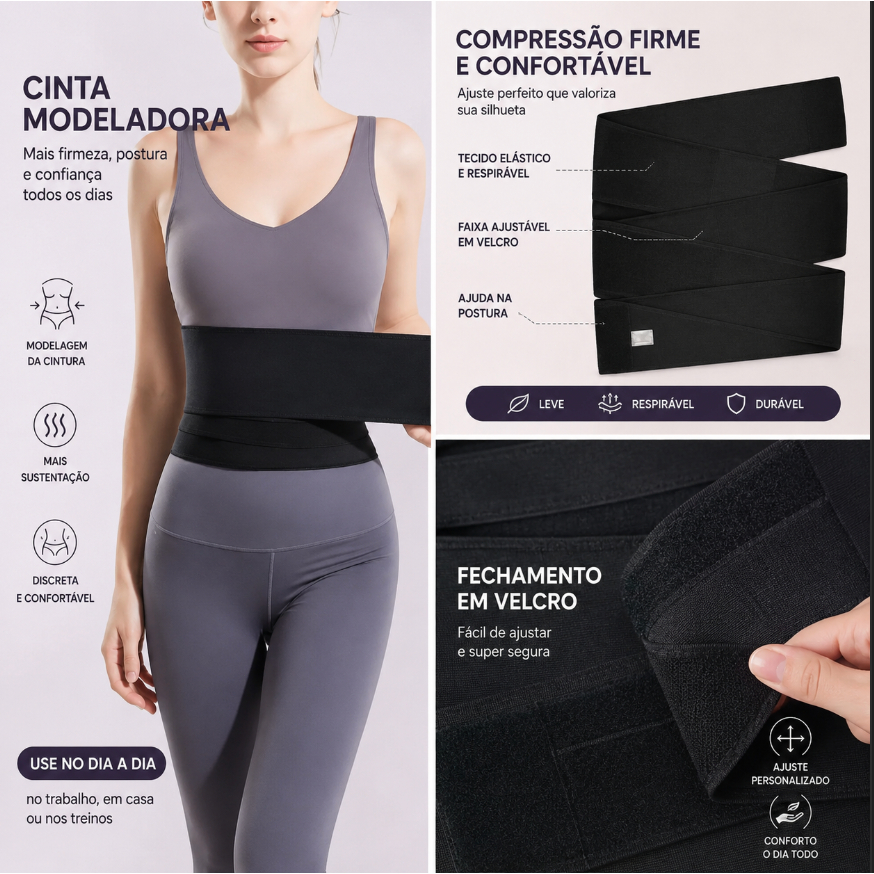 Cinta Modeladora Ajustável 3M 4M 5M  Faixa Reduto