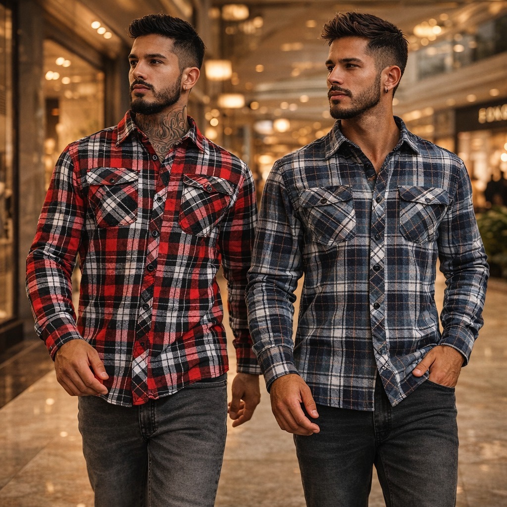 Blusa Xadrez Masculina Flanelada Casaco Camisa Lon