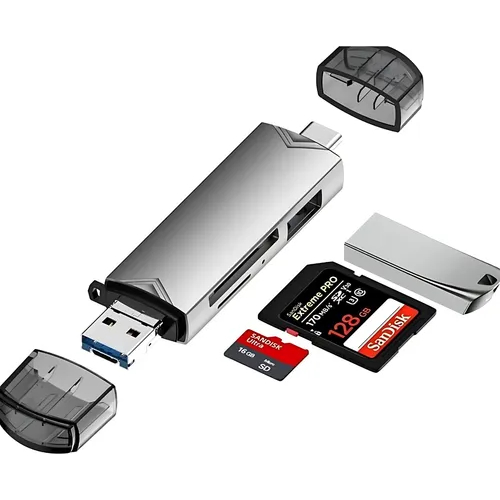 Adaptador Leitor Para Cartão Memória Sd Tf Usb-c