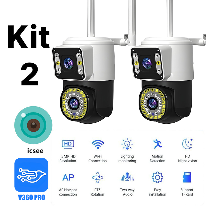 Câmera Segurança WiFI IP 2 Lentes Visão Noturna