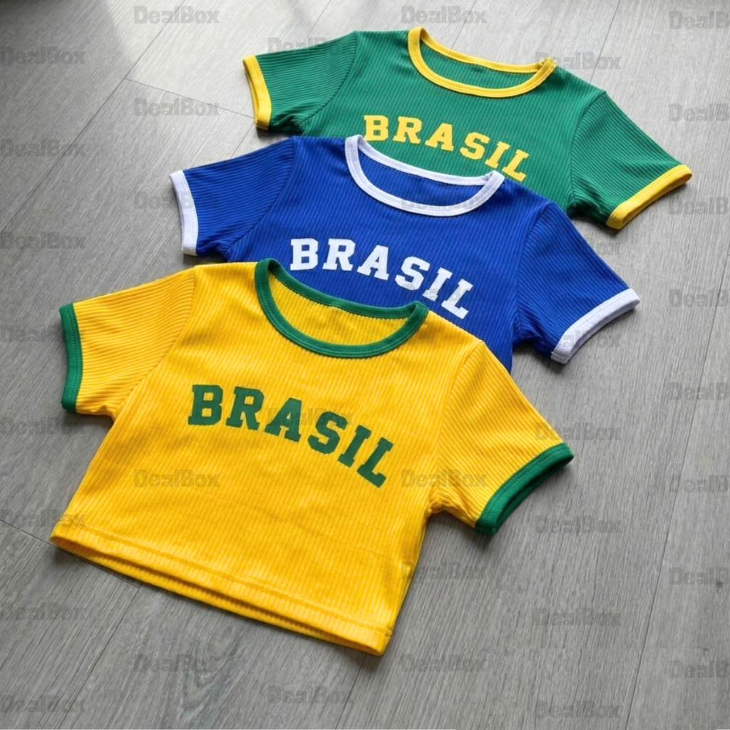 Cropped Brasil Feminino Copa Amarelo Verde Azul Ta