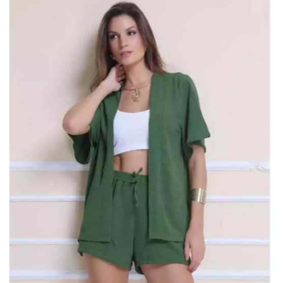Conjunto KIMONO 2 peças Short e Blusa manga curta