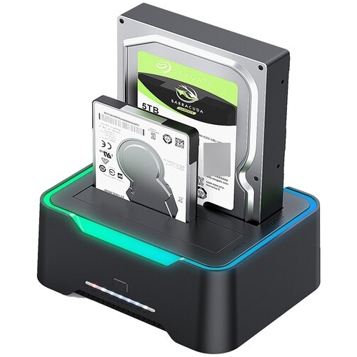Dock Station RGB HDD SSD DUAL SATA 2.5 e 3.5 com U