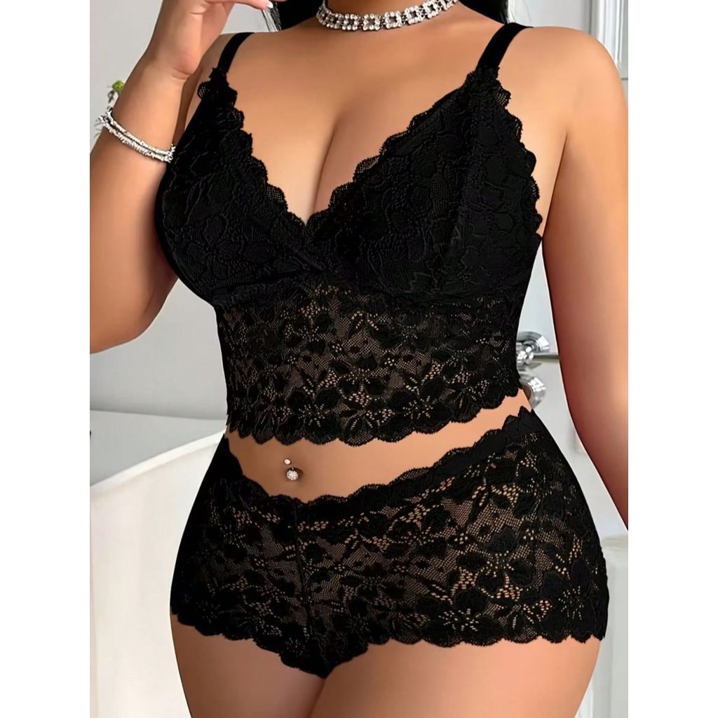 Conjunto Lingerie Espera Marido Plus Size Renda Ca