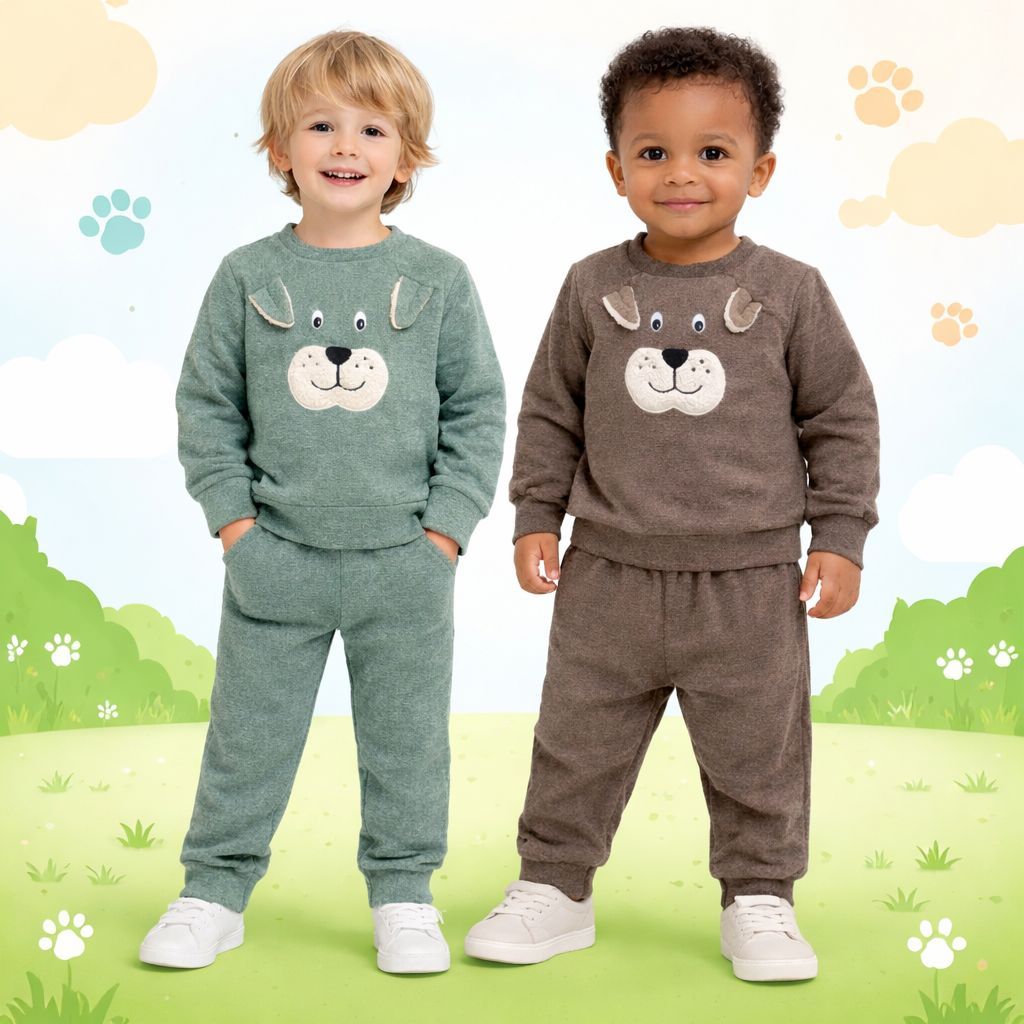 Conjunto Bebê Menino Moletom Flanelado Inverno de