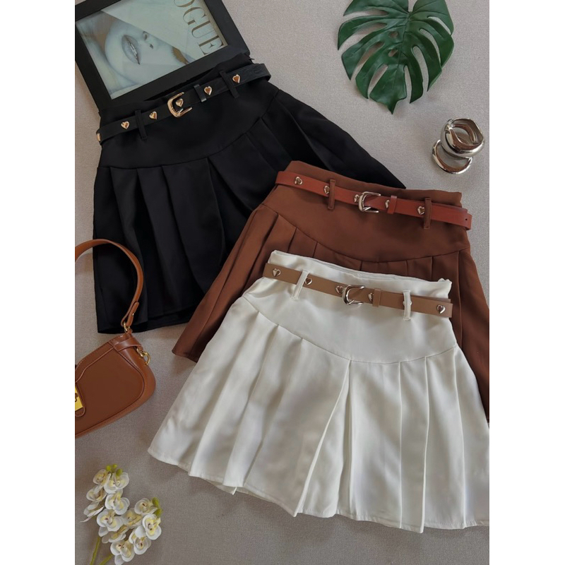 Short Saia Feminino Alfaiataria Plissado sem cinto