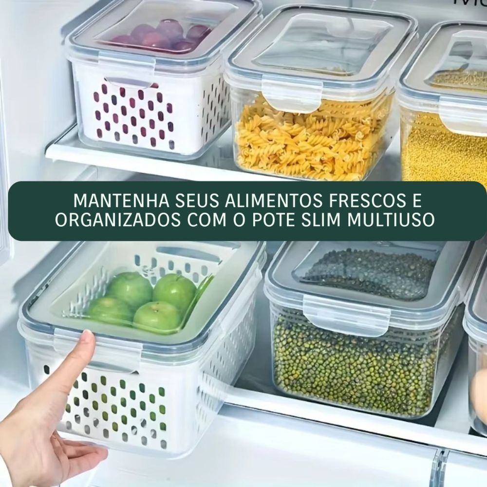 Kit 3 Potes Organizadores de Geladeira e Armário 