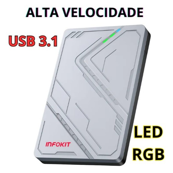 Case Externo Hd Ssd 2.5 Usb-c 3.1 Alta Velocidade 