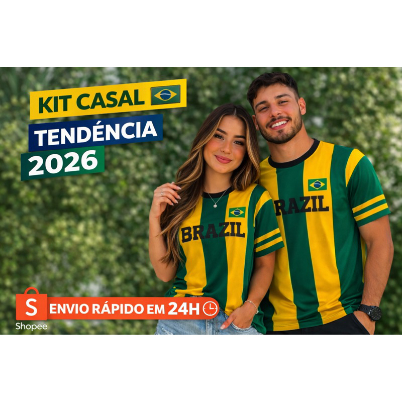 Kit Casal Camiseta Brasil Premium  | Camisa Verde 