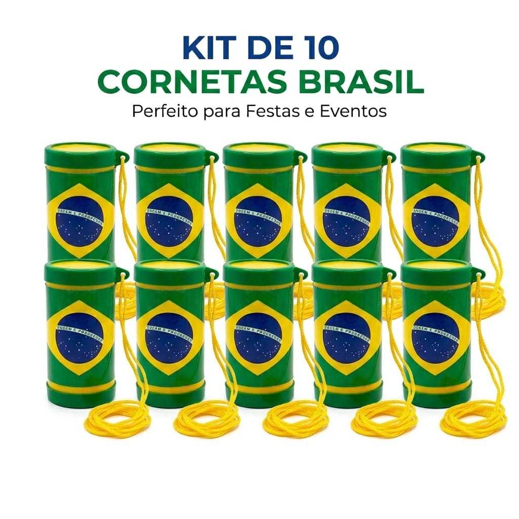 Kit 10 Cornetas Brasil Copa do Mundo  Torcida, Fes