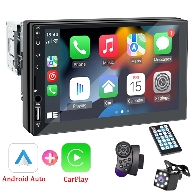 Central Multimídia Carplay 1 Din MP5 Bluetooth 7 