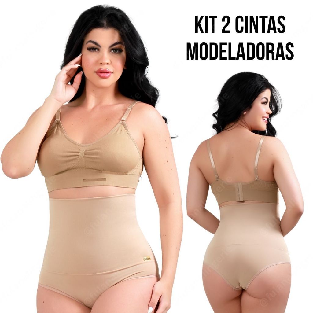 Kit 2 Calcinha Modeladora Suplex Cintura Alta Comp