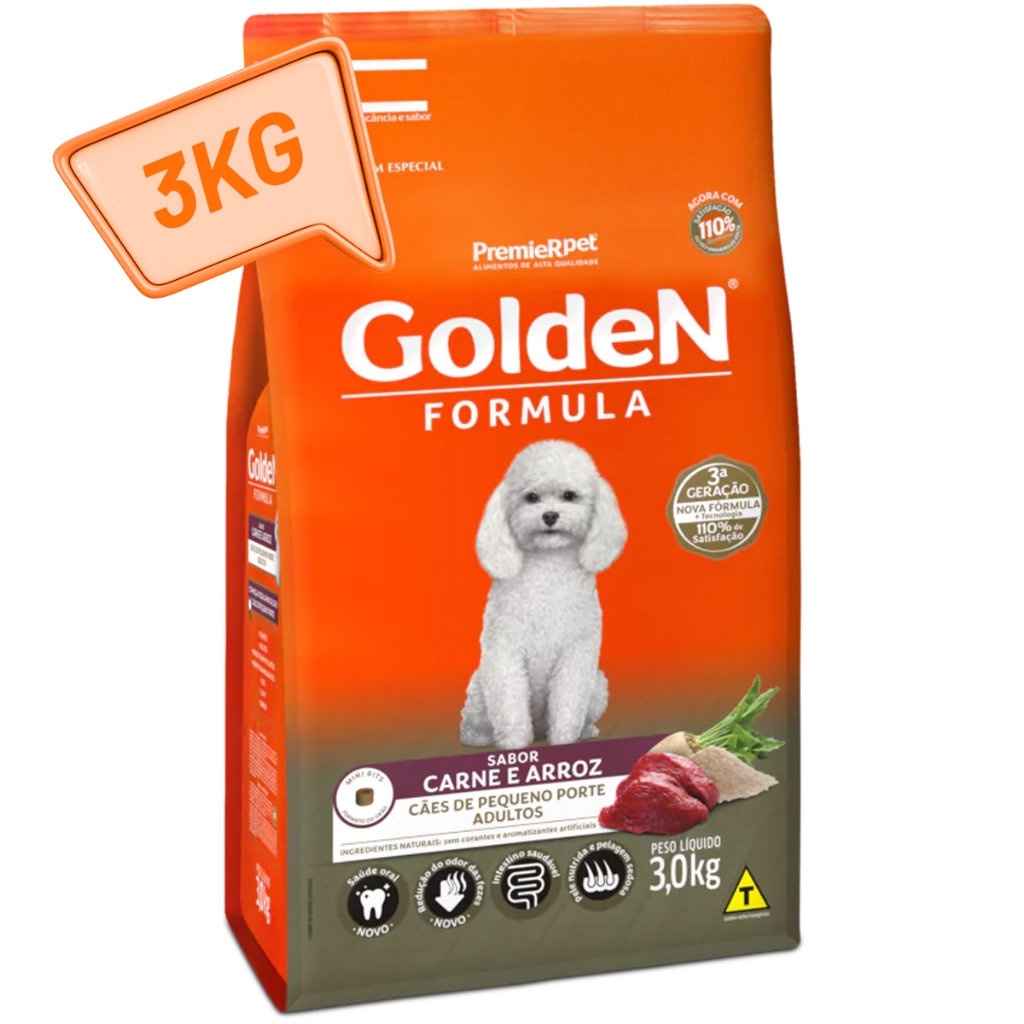 Golden Formula Cães Mini Bits Adultos 3kg Carne E