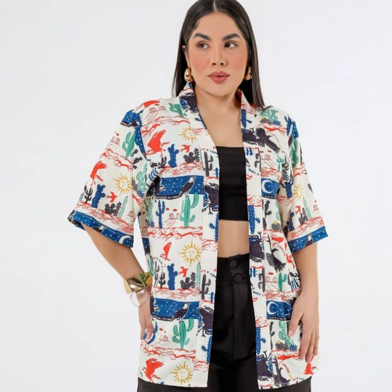 Kimono Unissex Cardigan Soltinho Terceira Peça Es