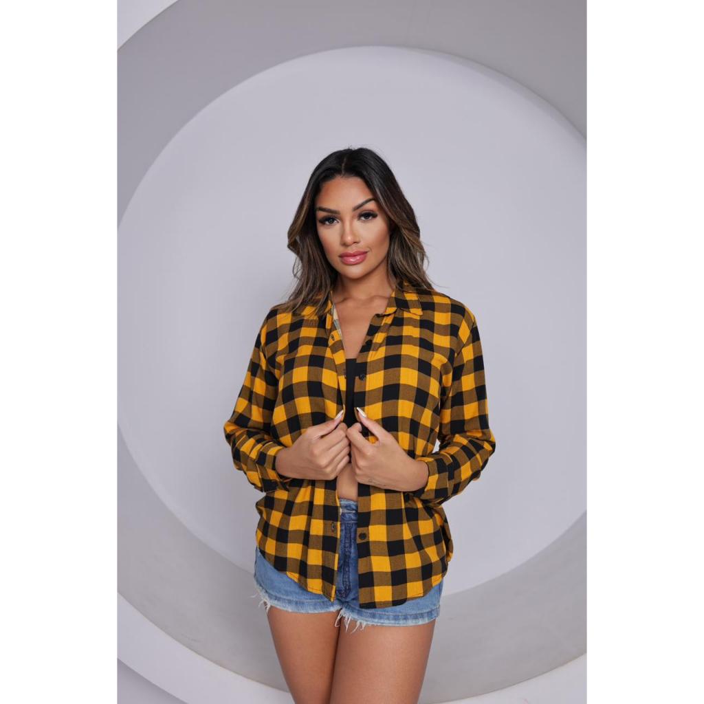 Camisa Social XADREZ Quadrilulado Feminina manga l