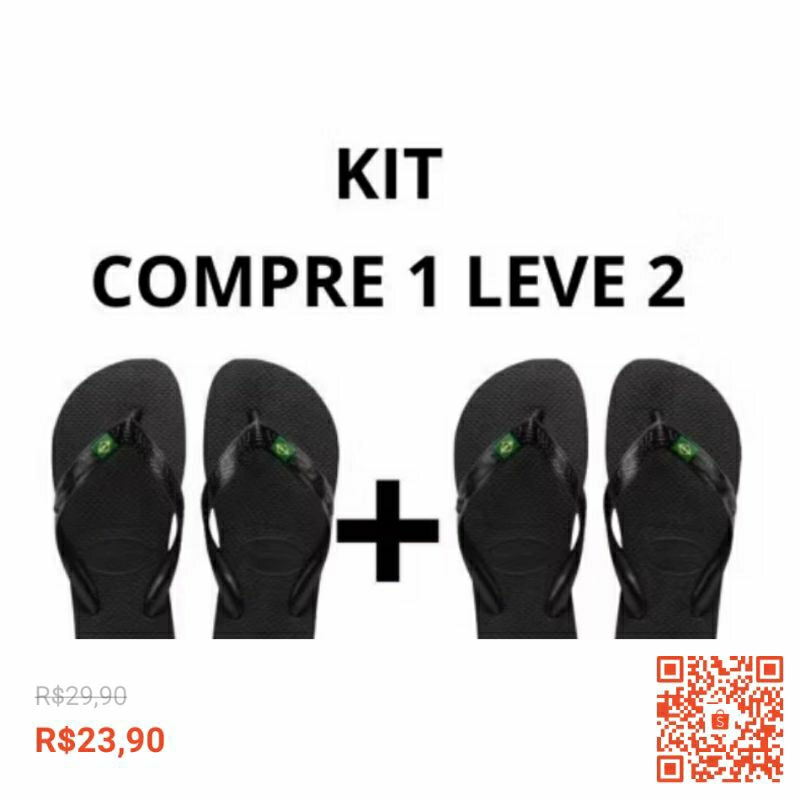 Kit Dois Pares Chinelo de Dedo Havaina Bandeira do