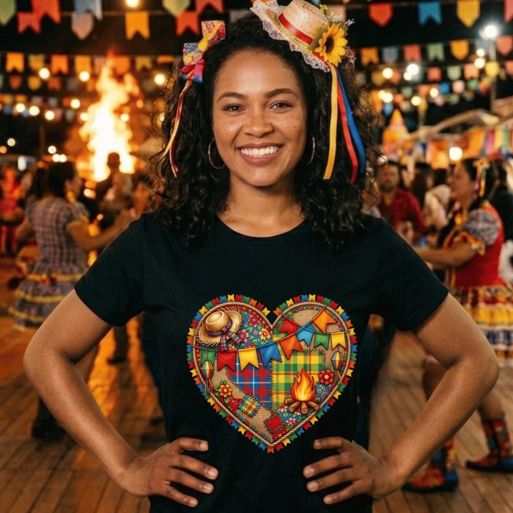 Camiseta Personalizada festa junina Coração Juni