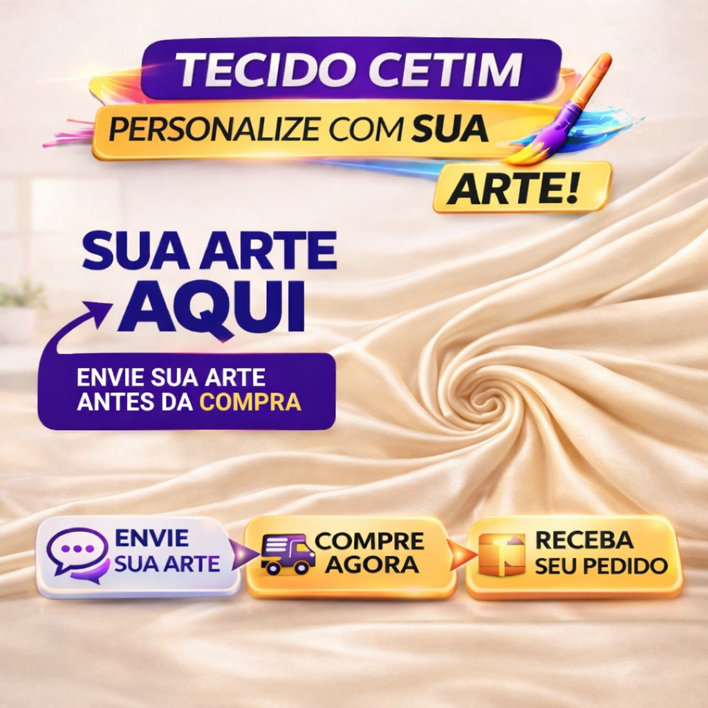 Tecido Cetim Personalizado Com Sua Arte 100% Poli�