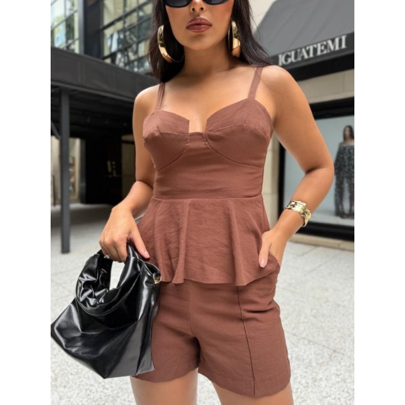 Conjunto Feminino Peplum com alça Regulável Sem 