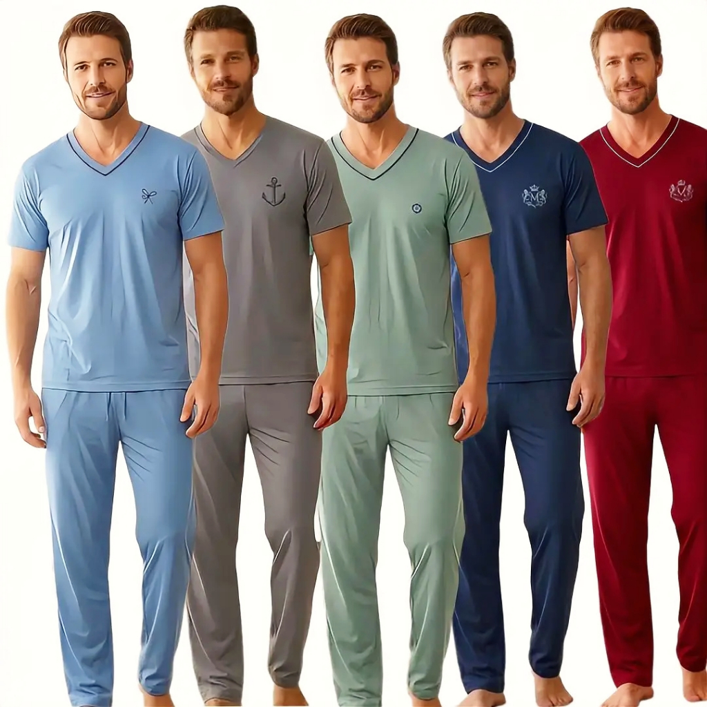 Pijama Masculino Calça e Camiseta em Malha Premiu