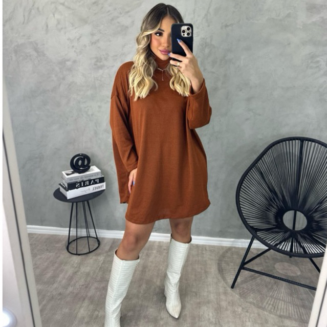 Vestido Poncho Feminino Lanzinha Gola Alta Manga L