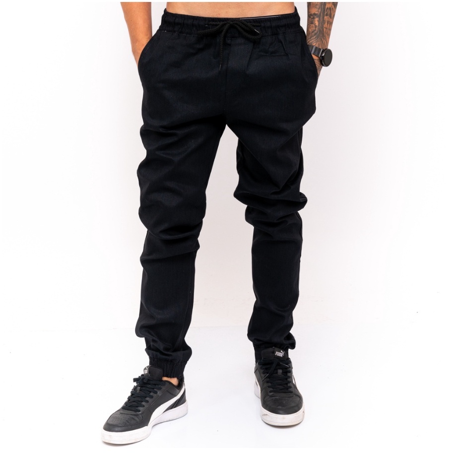 Calça Jogger Masculina Sarja com punho elástico 
