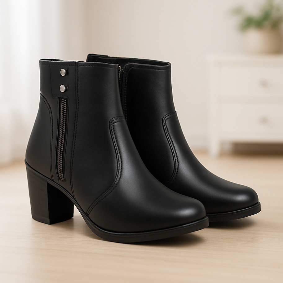 Bota Botinha Feminina Inverno Cano Curto Com Zippe
