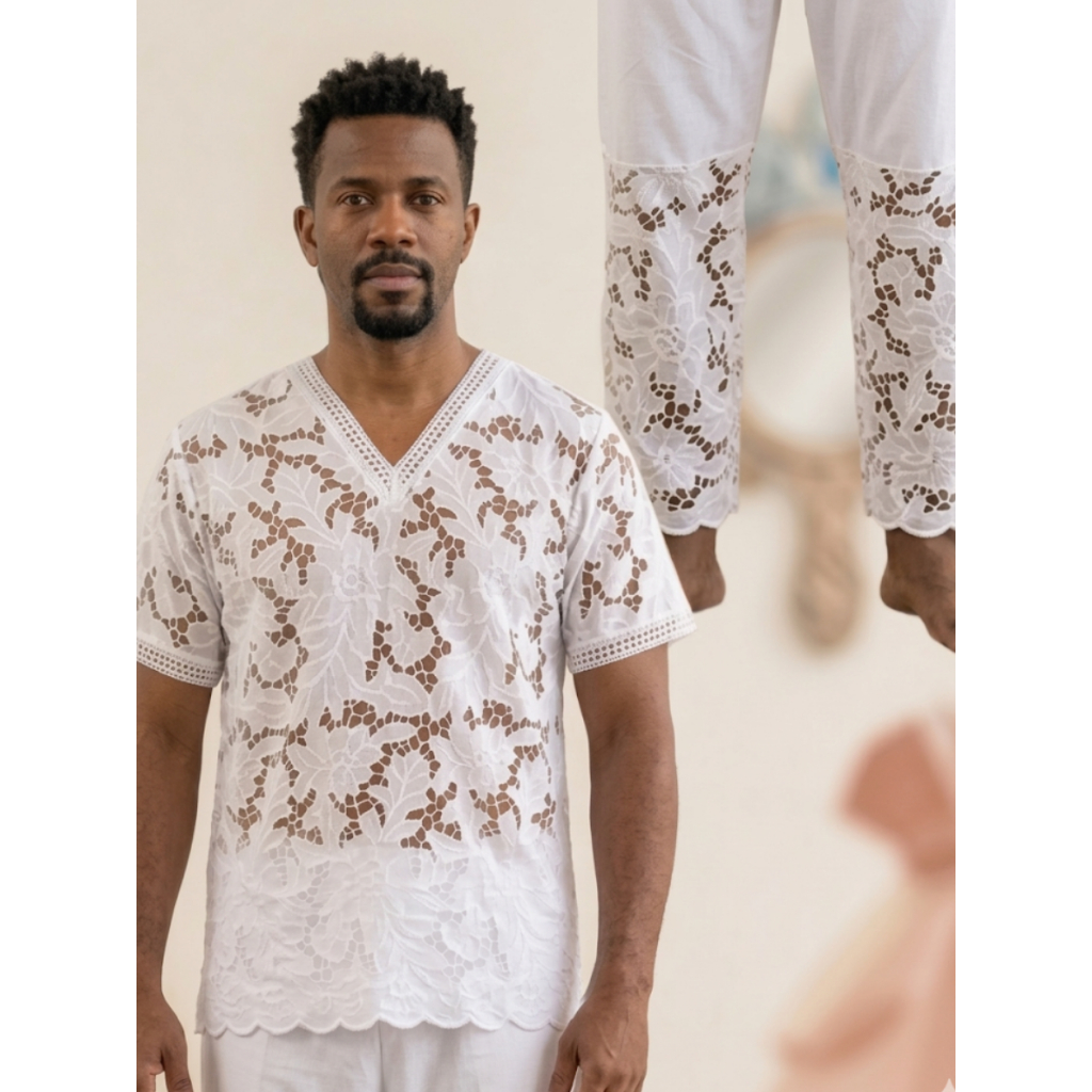 Conjunto Masculino Rechilieu Algodão Branco Cando