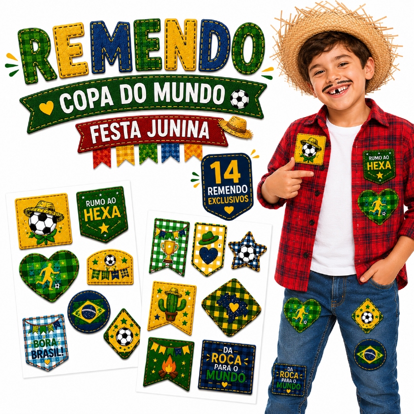 Adesivo Remendo Retalho Festa Junina Copa do Mundo