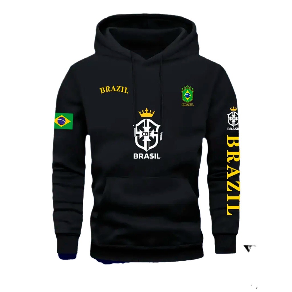Moletom Canguru Estampado Bandeira Brasil Símbolo