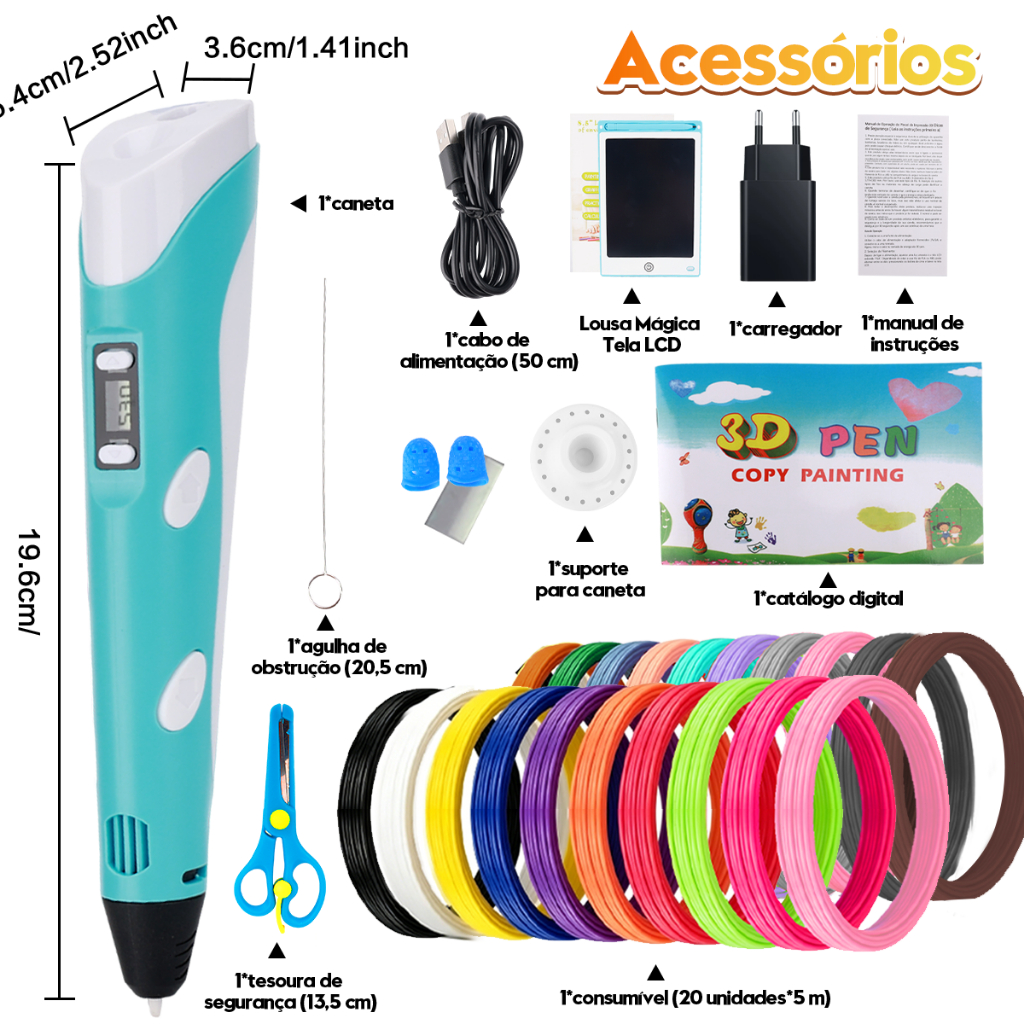 STARMEGA Kit Caneta 3D Impressora Mágica, 20 Refi