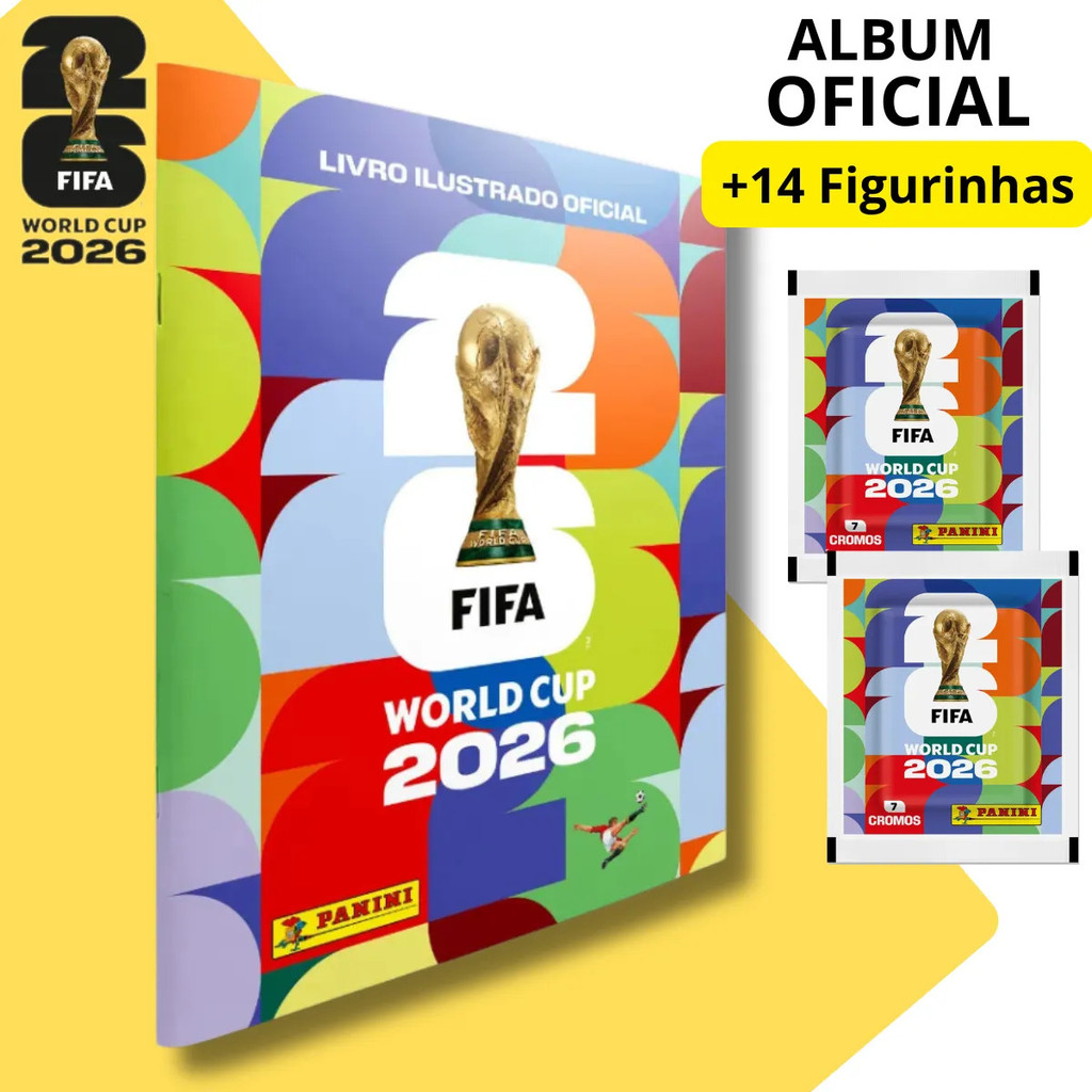 Álbum Copa Do Mundo Fifa 2026 + 2 Pacotes 14 Figu