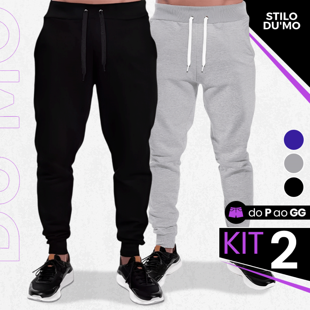 Kit 2 Calças De Moletom Peluciado Masculina Estil
