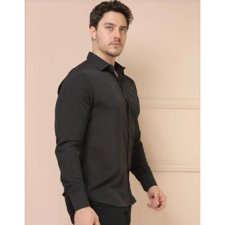 Camisa Social Masculina Manga Comprida Slim Fácil