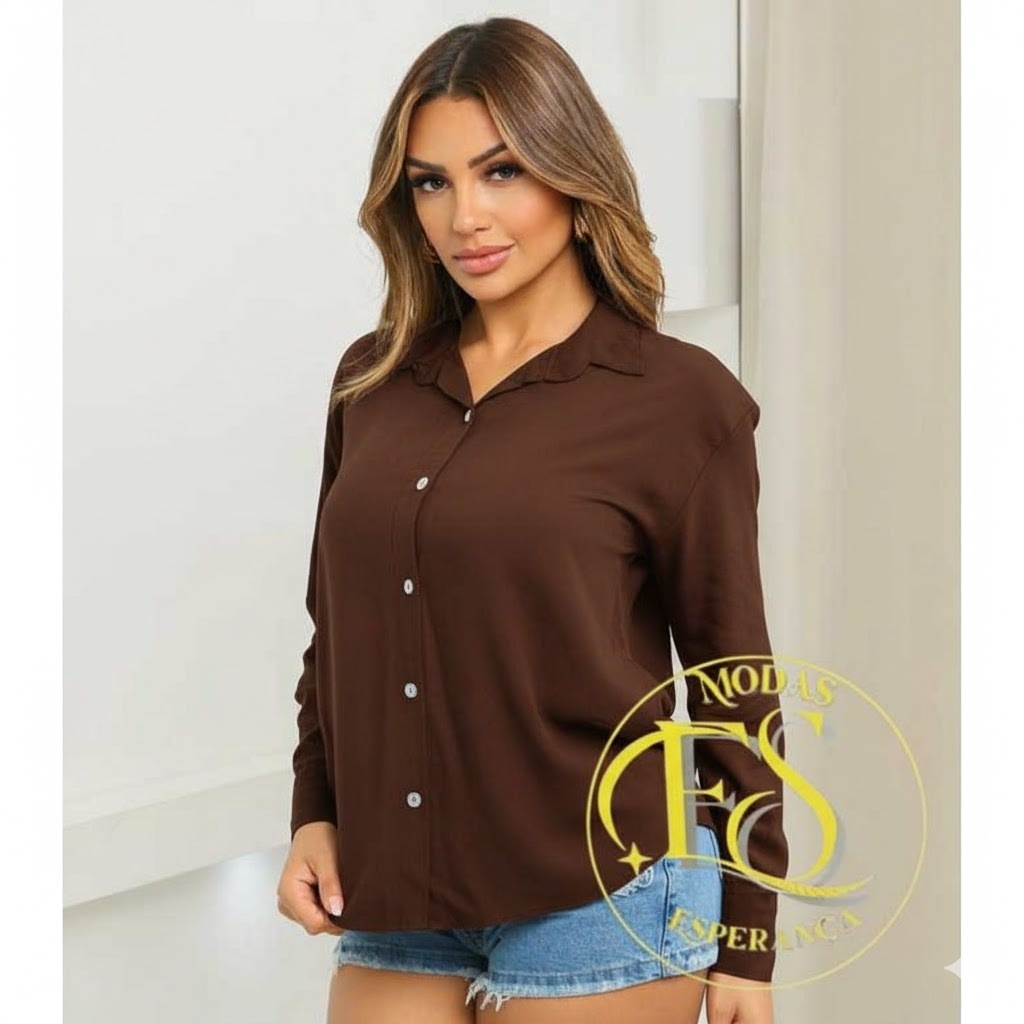 Camisa Social Casual Feminina LISO Manga Longa mat