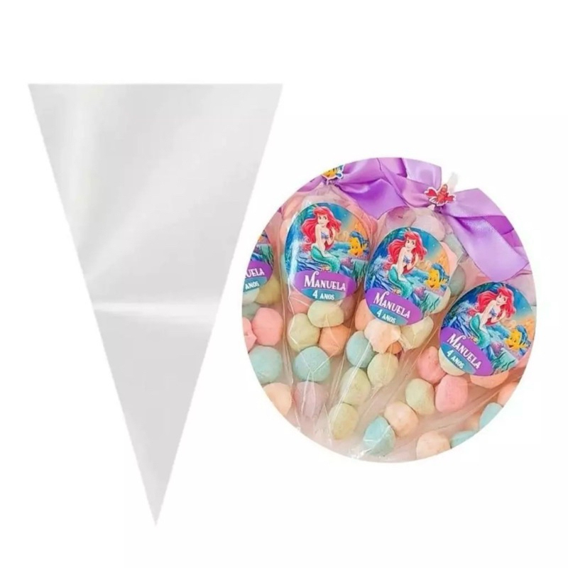 Saco Plástico Tipo Cone 14×23 Cm Transparent