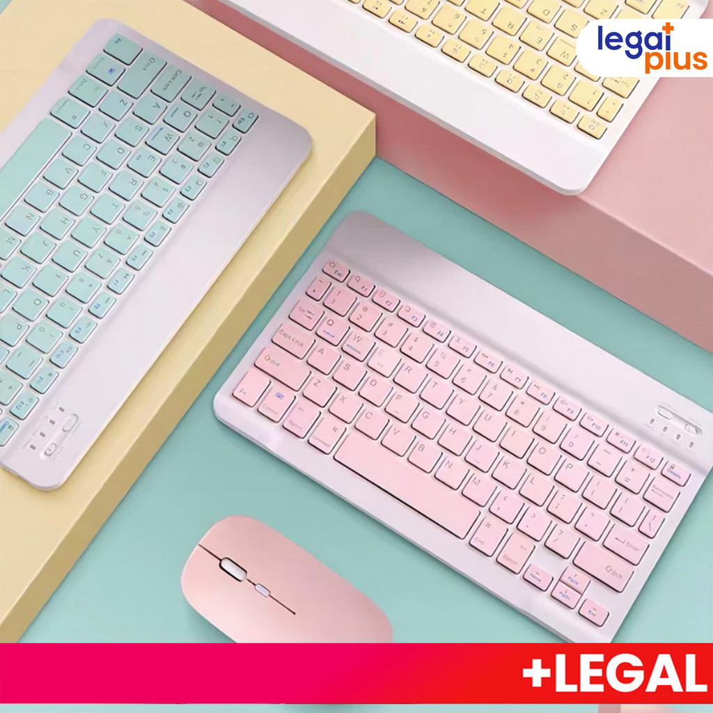 Kit com Teclado e Mouse Sem Fio Bluetooth de Cores
