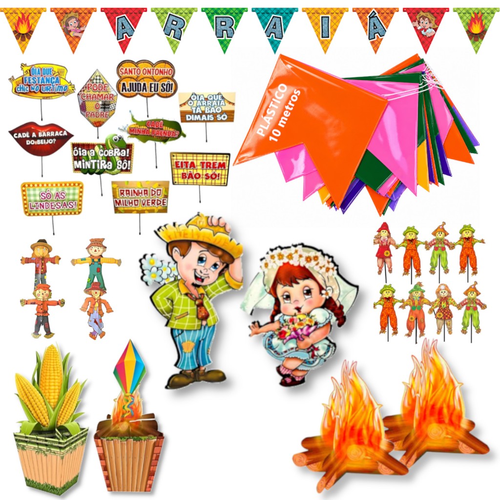 Kit  Decoração Festa Junina Completo Mesa Enfeit
