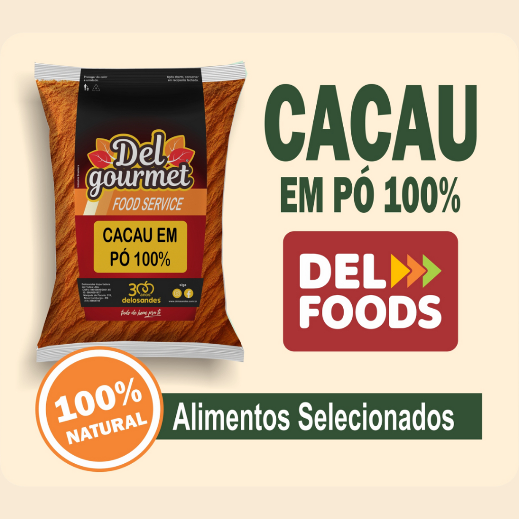 Cacau em Pó. 100%  Natural, Sem Açucar e Rico Em