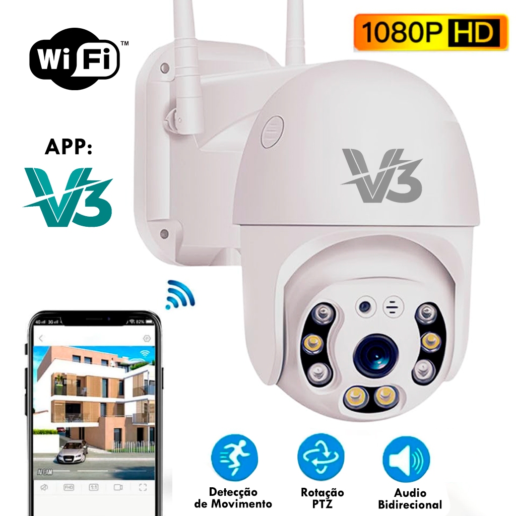 Camera Ip A8 V3 Wifi FullHD Externa Sensor De Movi