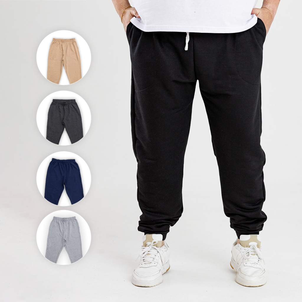 Calça Jogger Plus Size Moletom Masculina Bolsos L