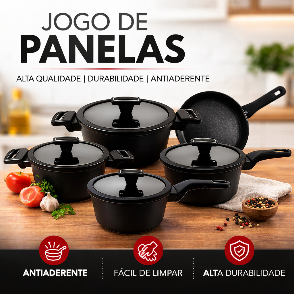 Jogo 5 Peças de Panelas Hauskraft Manhattan Antia