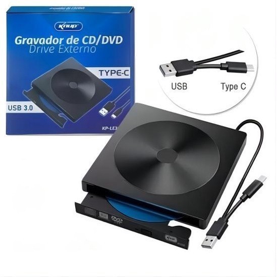 Gravador Cd / Dvd Drive Externo Usb 3.0 Knup Usb /