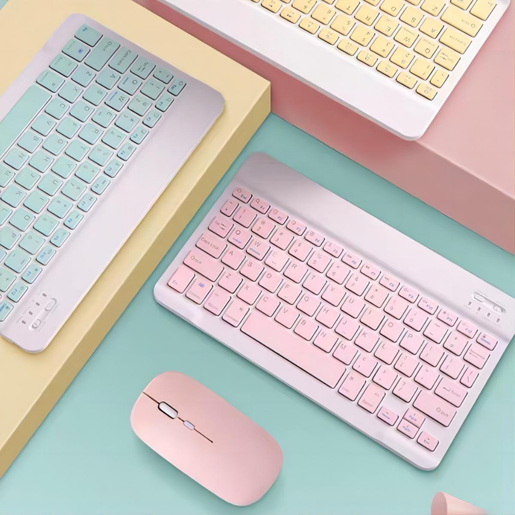 Kit Teclado e Mouse Sem Fio Bluetooth Colorido Mac